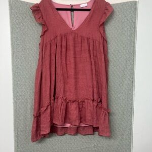 Pink Lily Linen Style Dress
